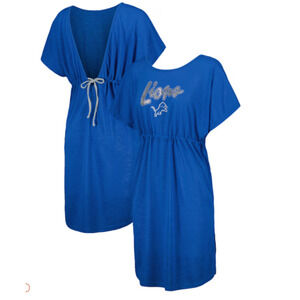 Detroit Lions Swim Cover-Up Dress XXL Blue G-III 4Her by Carl Banks Reg $69 NWT